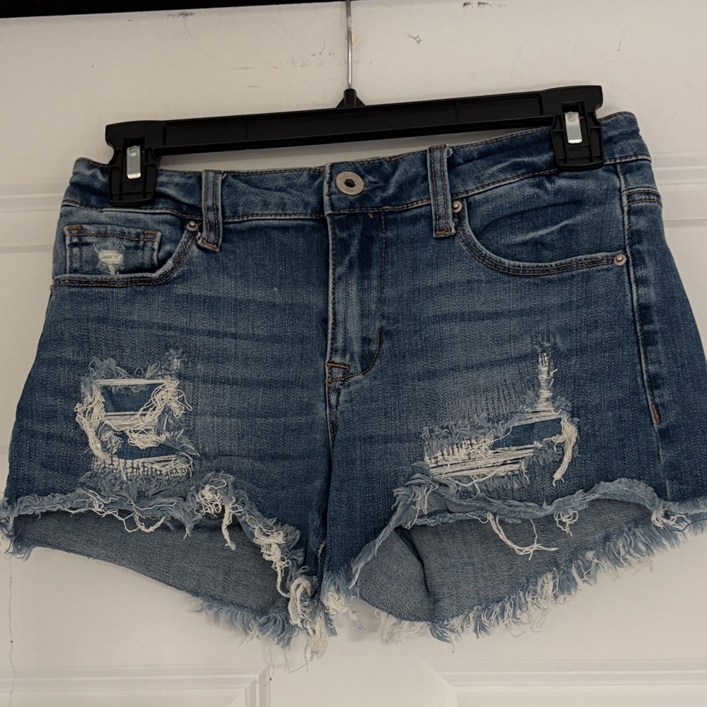 Classic Blue Distressed Jean Shorts
